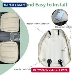2 Pack Leather Front Car Seat Cover Bottom Only, Anti-slip Padded Seat Cushion,