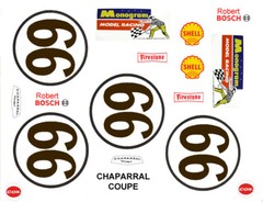 #66 Chaparral Can Am Race Car graphics 1/24th – 1/25th Scale Waterslide Decals