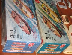 AMT Customizing Boat Kit Lot of 2 Vintage Built in Box & Unbuilt Blueprinter 60s
