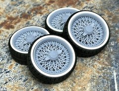 Resin 22-Scale Inch “Wire Wheels” W/Whitewall Tires, 1/24,1/25