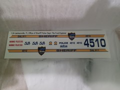 Custom Decals for AMT Ford Explorer Jacksonville FL Sheriff 1:25 water slide
