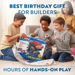 Realistic V8 Engine Model – Battery-Powered STEM Educational Kit for Ages 12+