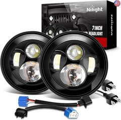Nilight 2PCS 7 Inch Round Cree Headlight High Low Beam for Wrangler JK TJ CJ