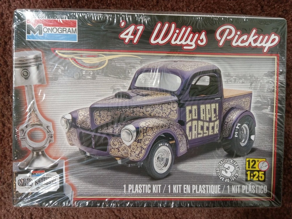 Monogram ’41 Willys Pickup “Go Ape Gasser” 1/25 Model Kit 6428 New Open Box
