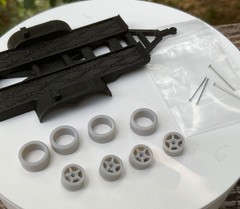 1/64 Car Hauler Trailer Model Kit Resin Wheels Tires Axles Hot Wheels Diorama