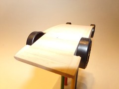 Pinewood Derby Kit Cars with Polished Wheels and Axles with a unpainted body