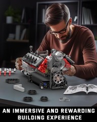 Interactive V8 Engine Model Kit 855 Pieces – Educational STEM Toy for Adults