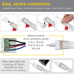 12 In. 5-Pin RGB+W Wire Lead Connector Cord for IP67 Tape Light (2-Pack)