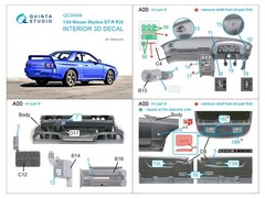QD24006 Quinta Studio 1:24 Nissan Skyline GT-R R32 Interior 3D Decal for Tamiya