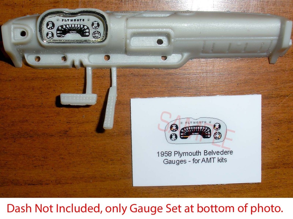 1958 PLYMOUTH BELVEDERE & CHRISTINE GAUGE FACES for 1/25 scale AMT kits—PLS READ