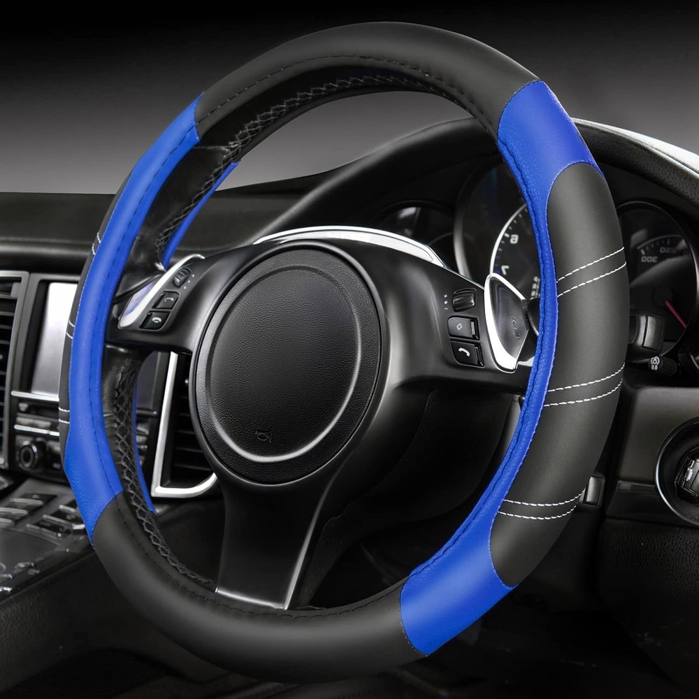 Car Pass Line Rider Microfiber Leather Sporty Steering Wheel Cover Universal