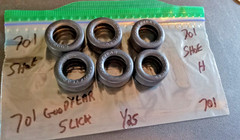 Six (6) Goodyear Slicks New condition 1/25 scale Package # 701 Take a LOOK