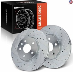 A-Premium 12.64 inch (321mm) Front Drilled and Slotted Disc Brake Rotors