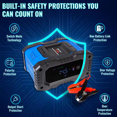 12V 20 Amp Smart Battery Charger Maintainer with Repair Mode Works with Lifepo4,