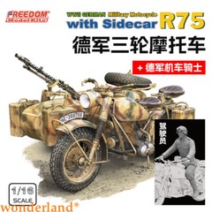 Freedom 16005SP 1/16 WWII German Military Motocycle R75 & Sidecar & Rider Figure