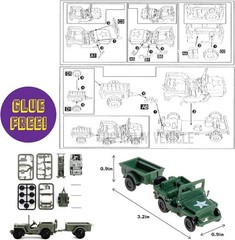 DIY 1:72 Scale Willys Jeep Model Kit – 2 Jeep Models & 20 Soldiers Included