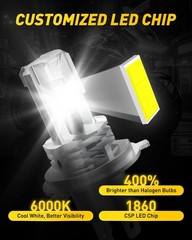 AUXITO H4 Light Bulb Hi/Low for Motorcycle, 400% Brighter, 9003 Bulb 6000K Cool