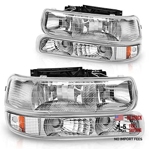 Headlight Assembly Compatible with Chrome Housing Amber Reflector Clear Lens