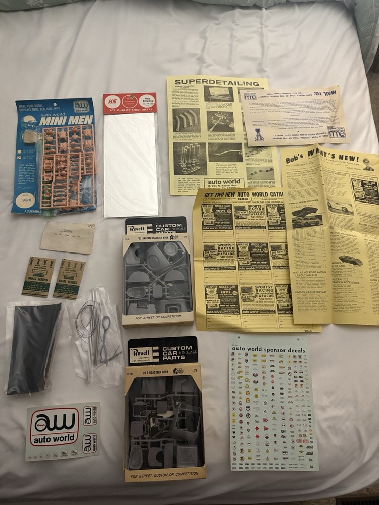 Vintage Revell Auto World Decals Roadsters Lot