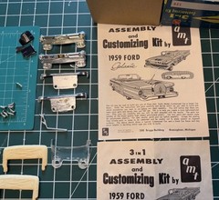 HTF OG VTG AMT 1959 FORD GALAXIE CONVERTIBLE #139 1-CK Car Kit Started + XTRAS