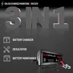 1.5-Amp Car Battery Charger and Maintainer, Fully Automatic, 6/12V for Power Spo