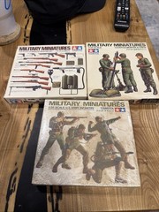 Lot Of 3. Vintage Tamiya 1/35 Military Miniatures Mortar&crew, Weapons&infantry