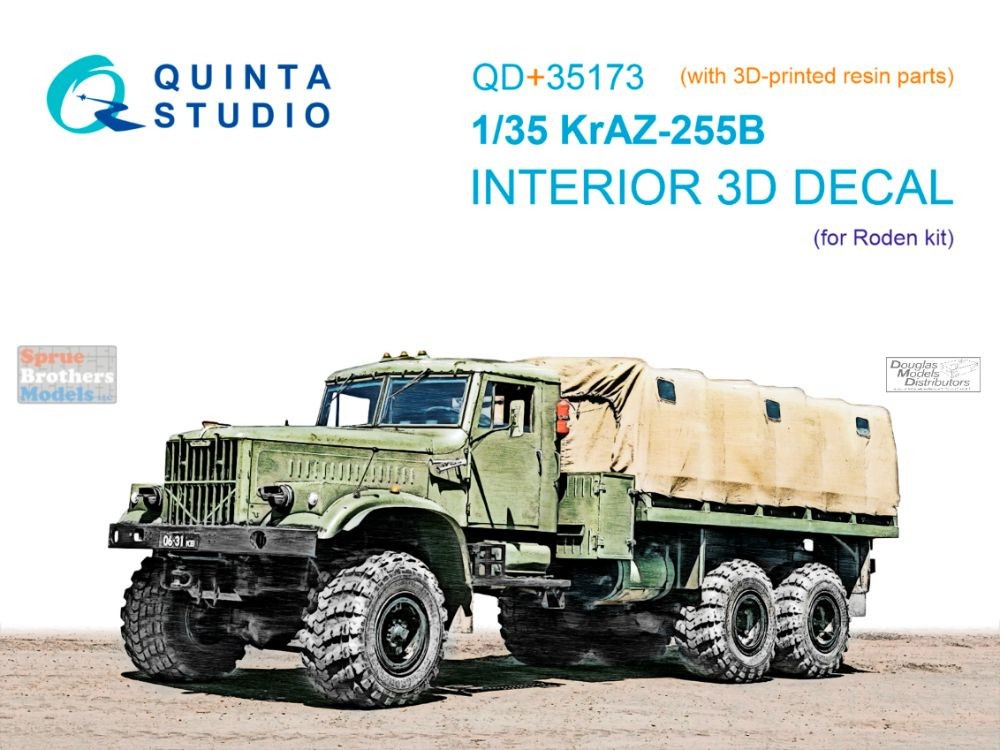 QTSQD35173R 1:35 Quinta Studio 3D Decal – KrAZ-255B Truck + Resin (ROD kit)