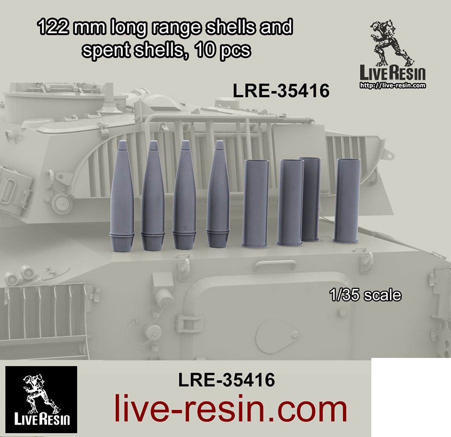 Live Resin 1/35 122mm Long Range Shells and Spent Shells (10pcs)