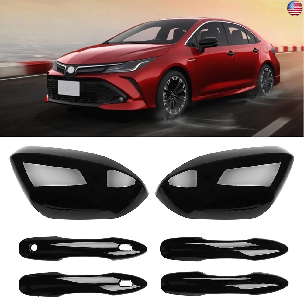 Black Side Mirror Covers and Handle Caps Replace for 2020 2021 2022 2023 2024