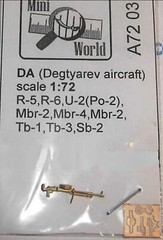 Mini World 7203 DA Degtyarev Aircraft Machine Gun USSR 1:72 scale brass kit