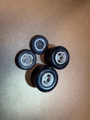 Halibrand Spindle Mount Drag Racing WHEELS Goodyear Slicks Skinny Tires 1/25 SC