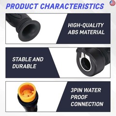 Full Twist Throttle Grip for Electric Bike 12V–72V, 3-Pin Waterproof Universal E