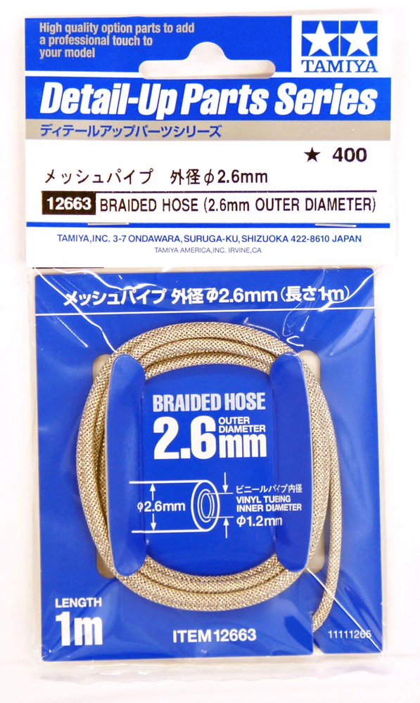 Tamiya 1/24 Detail Up Parts Braided Hose 2.6mm 12663