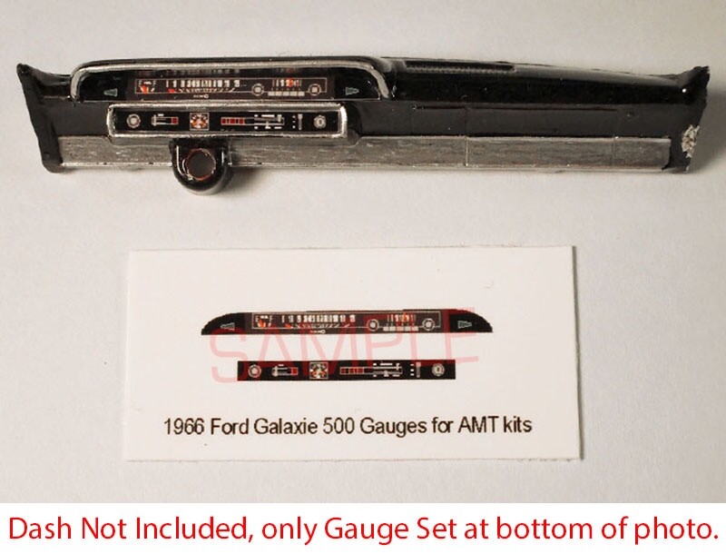 1966 FORD GALAXIE 500 GAUGE FACES for 1/25 scale AMT kits—PLEASE READ DESC