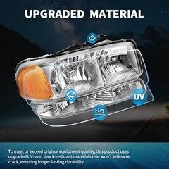 Headlight Fit 1999-2006 Sierra Clear Lens Amber Reflector Chrome Housing