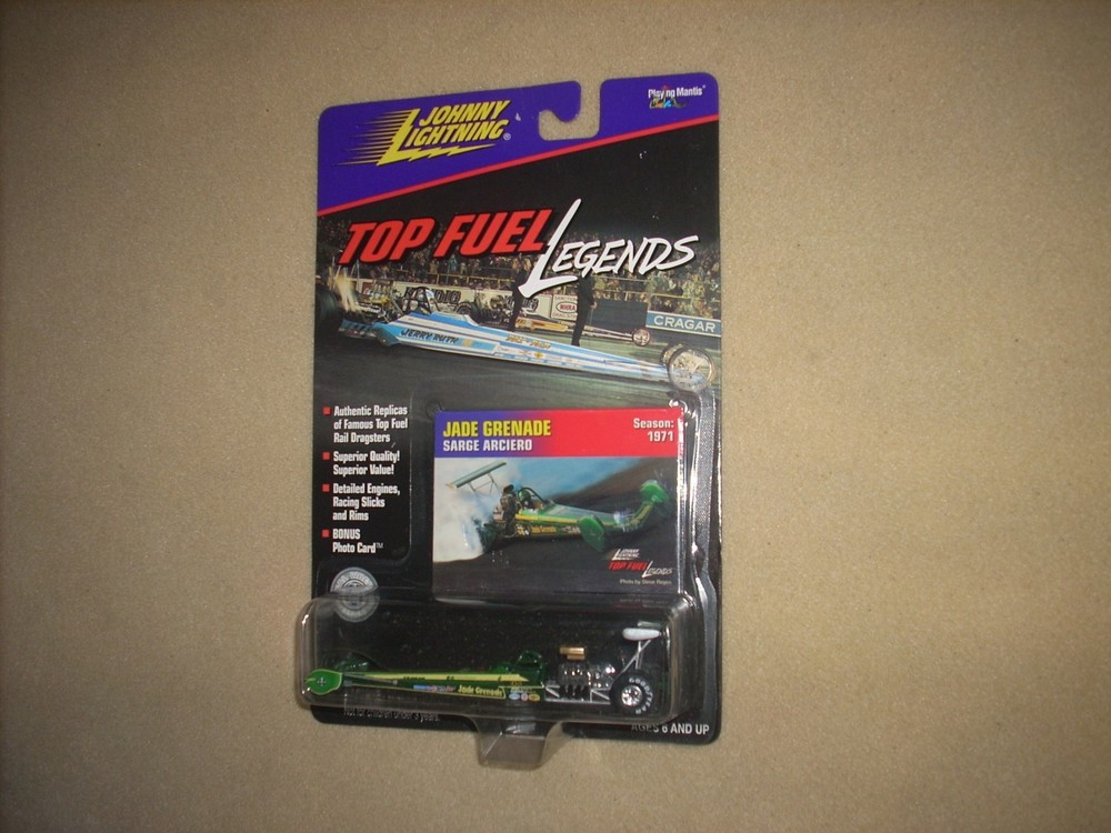 JOHNNY LIGHTNING TOP FUEL LEGENDS JADE GRENADE DRAGSTER, SEALED, NICE, RARE !