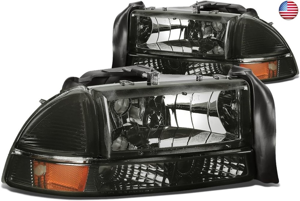 DNA MOTORING Pair Headlights Compatible with 97-04 Dodge Dakota / 98-03