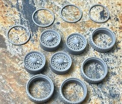 Resin 22-Scale Inch “Wire Wheels” W/Whitewall Tires, 1/24,1/25