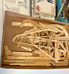 Vintage Lot of Model Kit Airplane Crane Balsa Parts of all kinds Used & Unuse