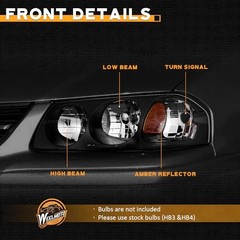 Headlights OE Replacement 1-Clear Lens I Chrome Housing I Amber Reflector