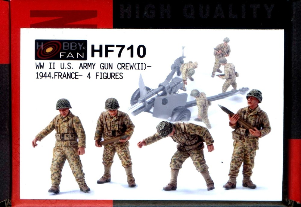 Hobby Fan 1/35 HF-710 WWII US Army Gun Crew (II) (France, 1944) – 4 Figures