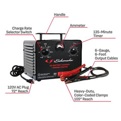 250A Manual Timer-Controlled Car Battery Charger and Engine Starter, 6/12V for P