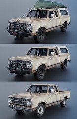 1/25 1979 Dodge D150 Club Cab Camper Truck Model Kit w/ Engine, Clears & Canoe