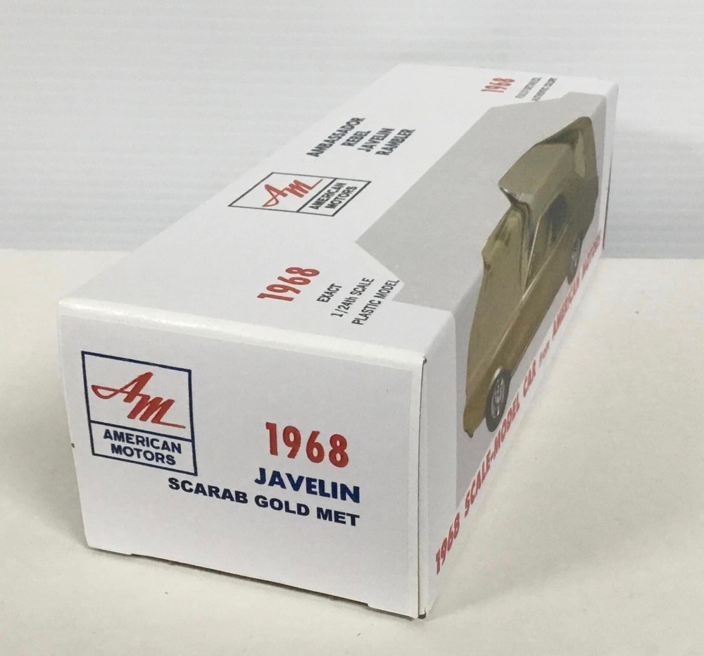 New 1968 AMC Javelin Scarab Gold Metallic Promo Model REPLICA BOX ONLY..NO CAR