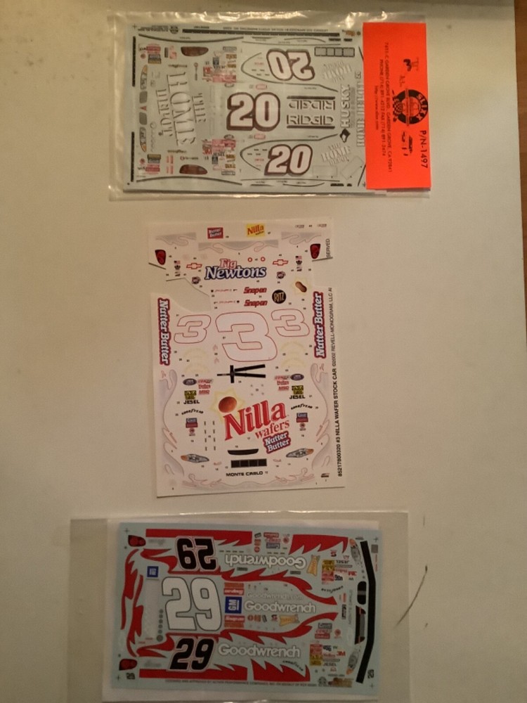 7 NASCAR 1/24 Water Slide Decal Lot Tony Stewart Dale Earnhardt Jr Kevin Harvick