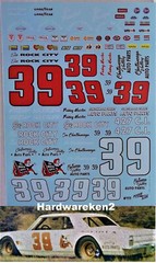 NASCAR DECAL #39 ROCK CITY AUTO 1969-70 CHEVELLE/ MONTE CARLO FRIDAY HASSLER