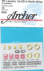 Archer British 9th Lancers North Africa Sherman Transfers Decals AR35174