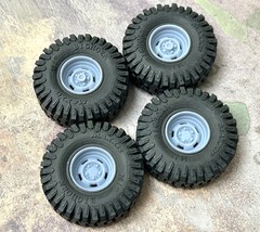 1/24 Scale: 15-Inch “5-Spoke Steel” Wheels W/ Huge 35-inch Mud Tires. Resin