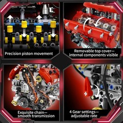 V8 Engine Model Kit Build Your Own Visible Car Motor STEM Working Model Kit