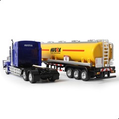 1/50 Scale Long-Nose Tanker Semi Truck with Fuel Tank Trailer Die-Cast Alloy Mod